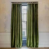 Graham & Green Avocado Green Velvet Single Curtains