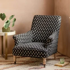 Graham & Green Avree Black Ikat Armchair
