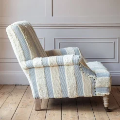 Graham & Green Avree Misty Blue and White Striped Armchair