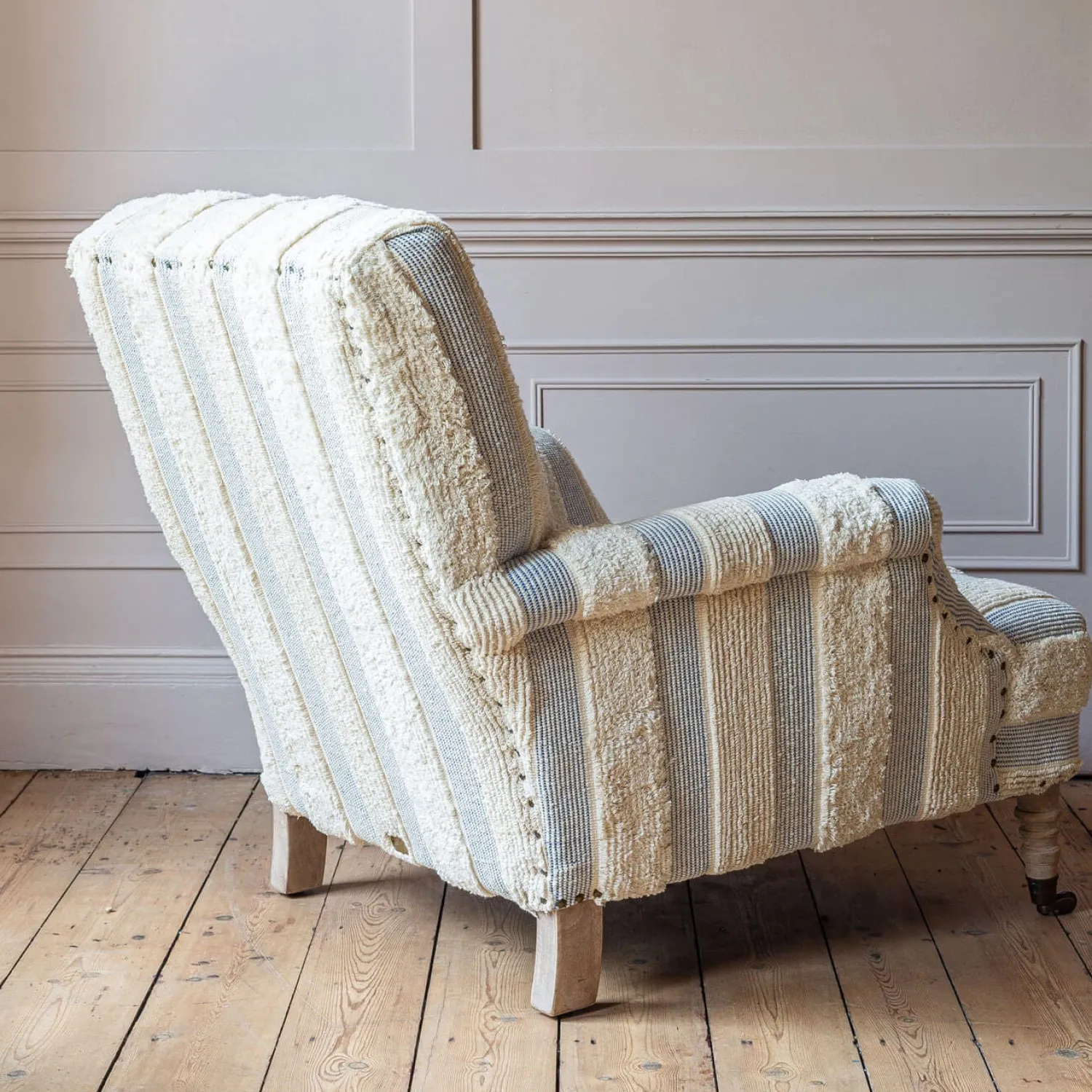 Graham & Green Avree Misty Blue and White Striped Armchair