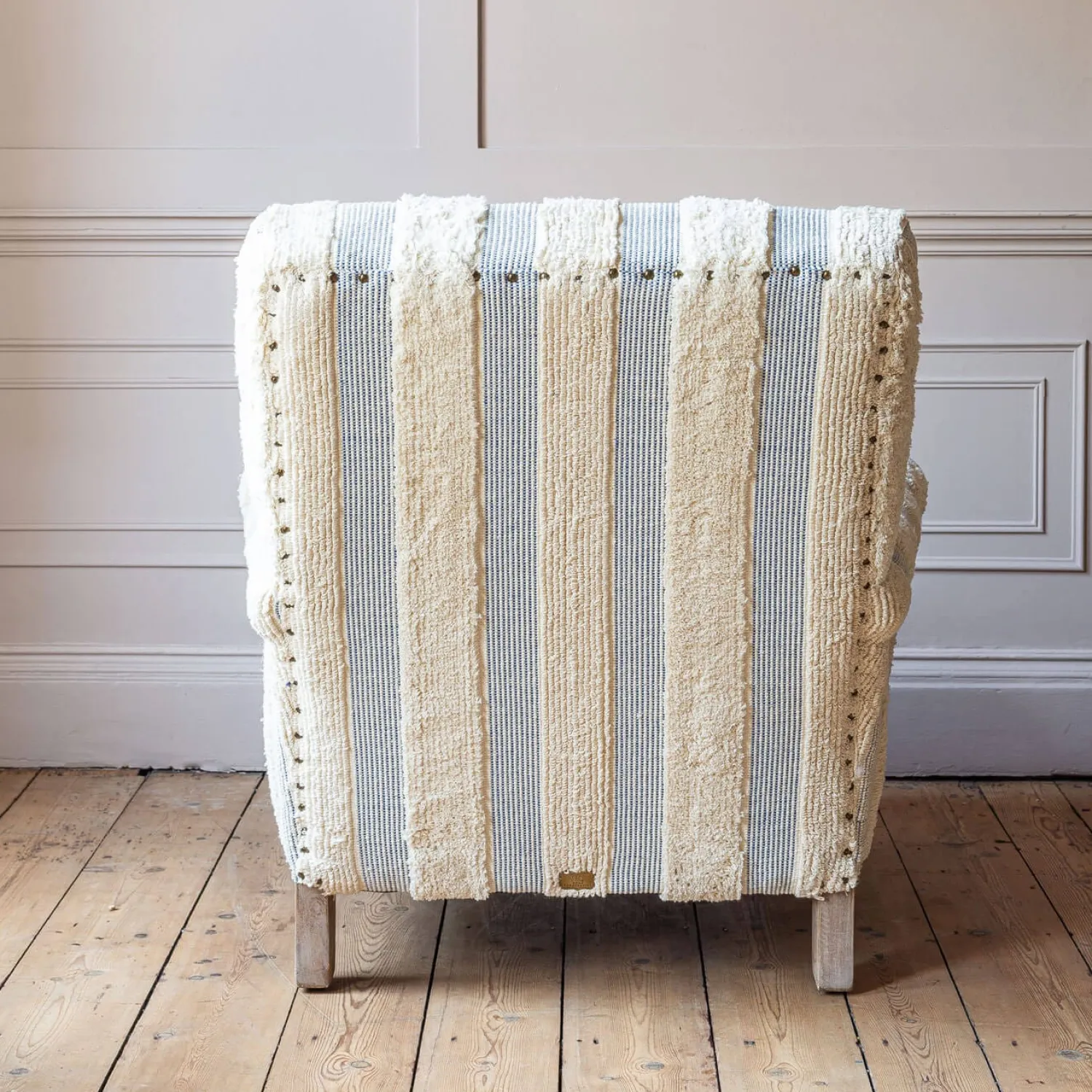 Graham & Green Avree Misty Blue and White Striped Armchair