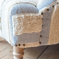 Graham & Green Avree Misty Blue and White Striped Armchair