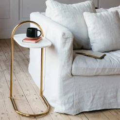 Graham & Green Axton White Marble Side Table