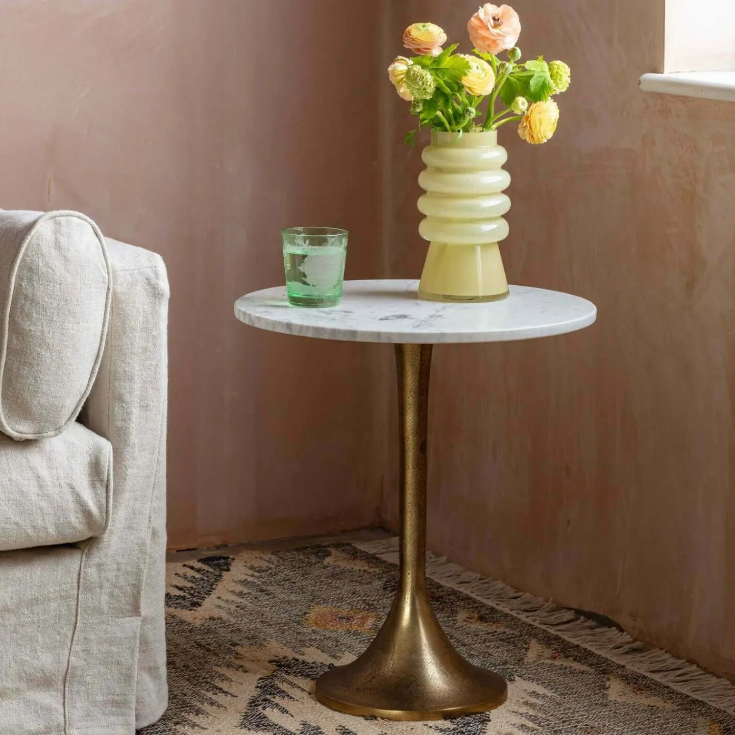 Graham & Green Ayla Marble and Bronze Side Table