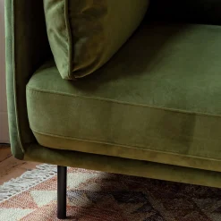 Graham & Green Bayler Moss Green Velvet Armchair
