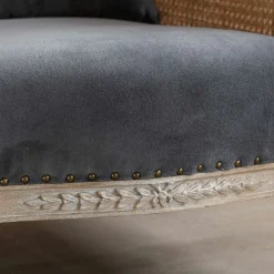 Graham & Green Baylor Grey Velvet and Cane Armchair