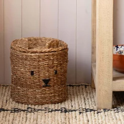 Graham & Green Bear Woven Seagrass Basket with Lid