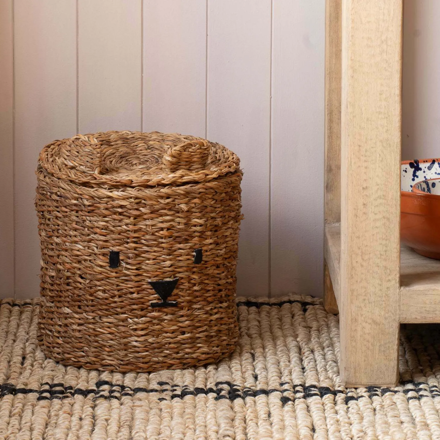 Graham & Green Bear Woven Seagrass Basket with Lid