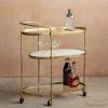 Graham & Green Beau Drinks Trolley with White Marble and Glass Shelves