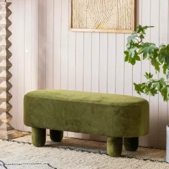 Graham & Green Bellamy Olive Velvet Bench