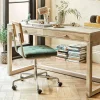 Graham & Green Bilbury Moss Green Velvet and Rattan Desk Chair