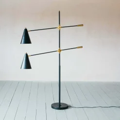 Graham & Green Black Adjustable Twin Floor Lamp
