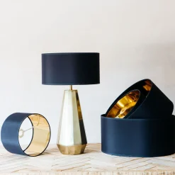 Graham & Green Black and Gold Cotton Lamp Shades