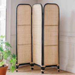 Graham & Green Black and Natural Rattan Screen