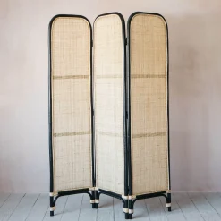 Graham & Green Black and Natural Rattan Screen