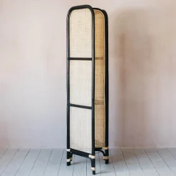 Graham & Green Black and Natural Rattan Screen