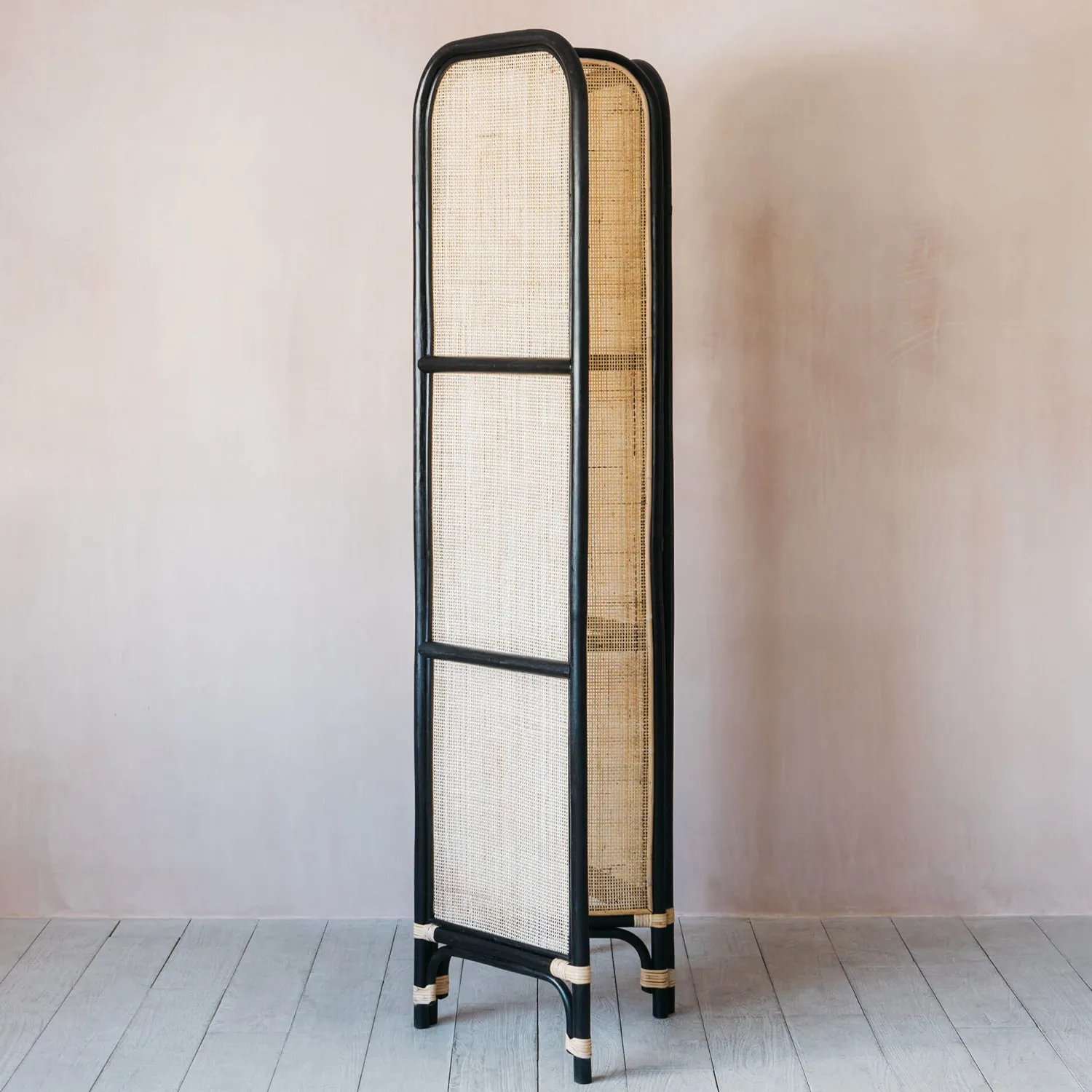 Graham & Green Black and Natural Rattan Screen