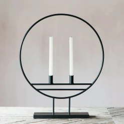 Graham & Green Black Hoop Candle Holder