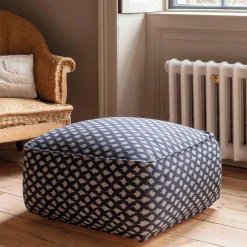 Graham & Green Black Ikat Pouffe
