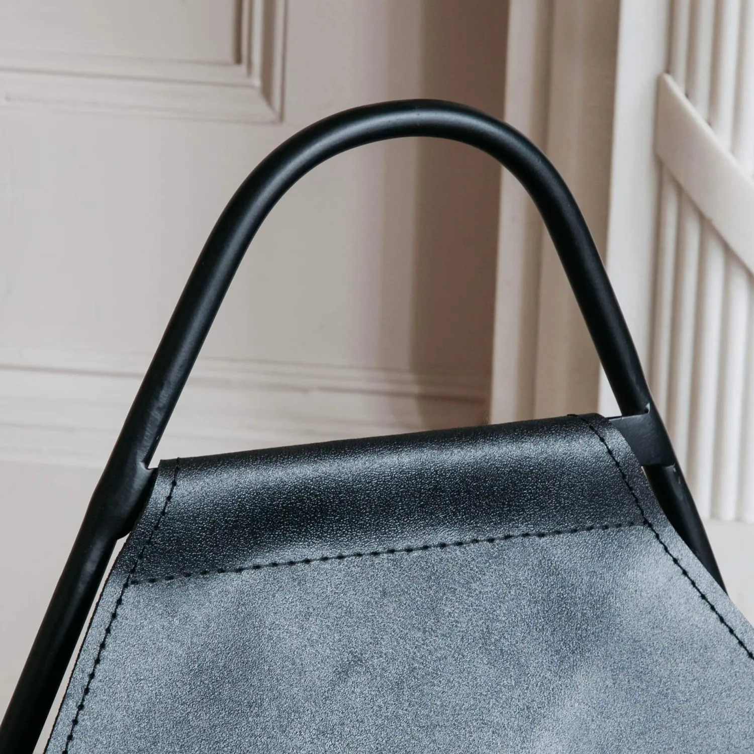 Graham & Green Black Leather Log Holder