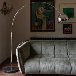 Graham & Green Black Marble and Chrome Floor Lamp