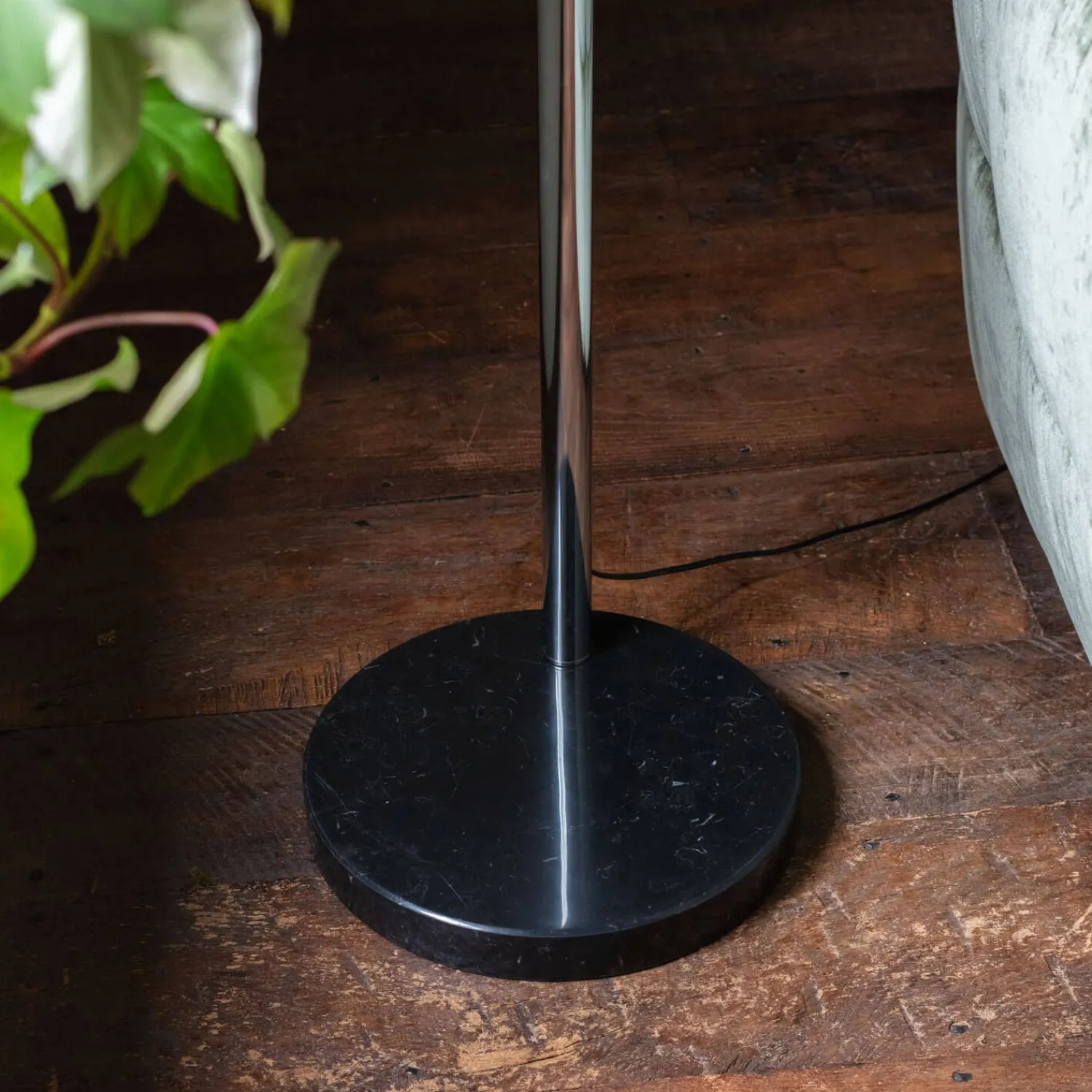 Graham & Green Black Marble and Chrome Floor Lamp