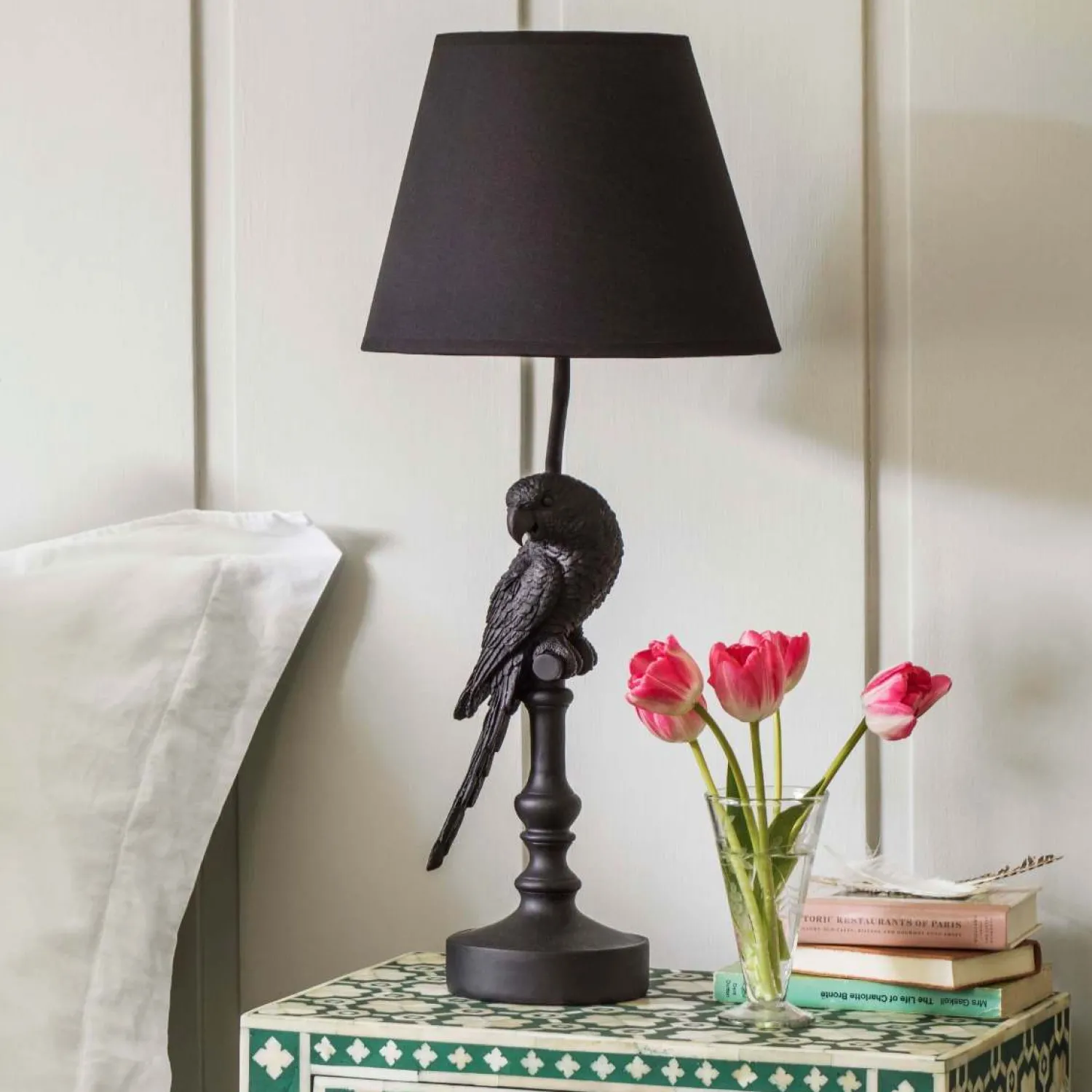Graham & Green Black Parrot Lamp with Shade