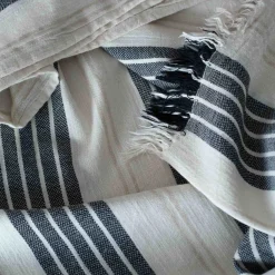 Graham & Green Black Wide Stripe Turkish Beach Towel Wrap