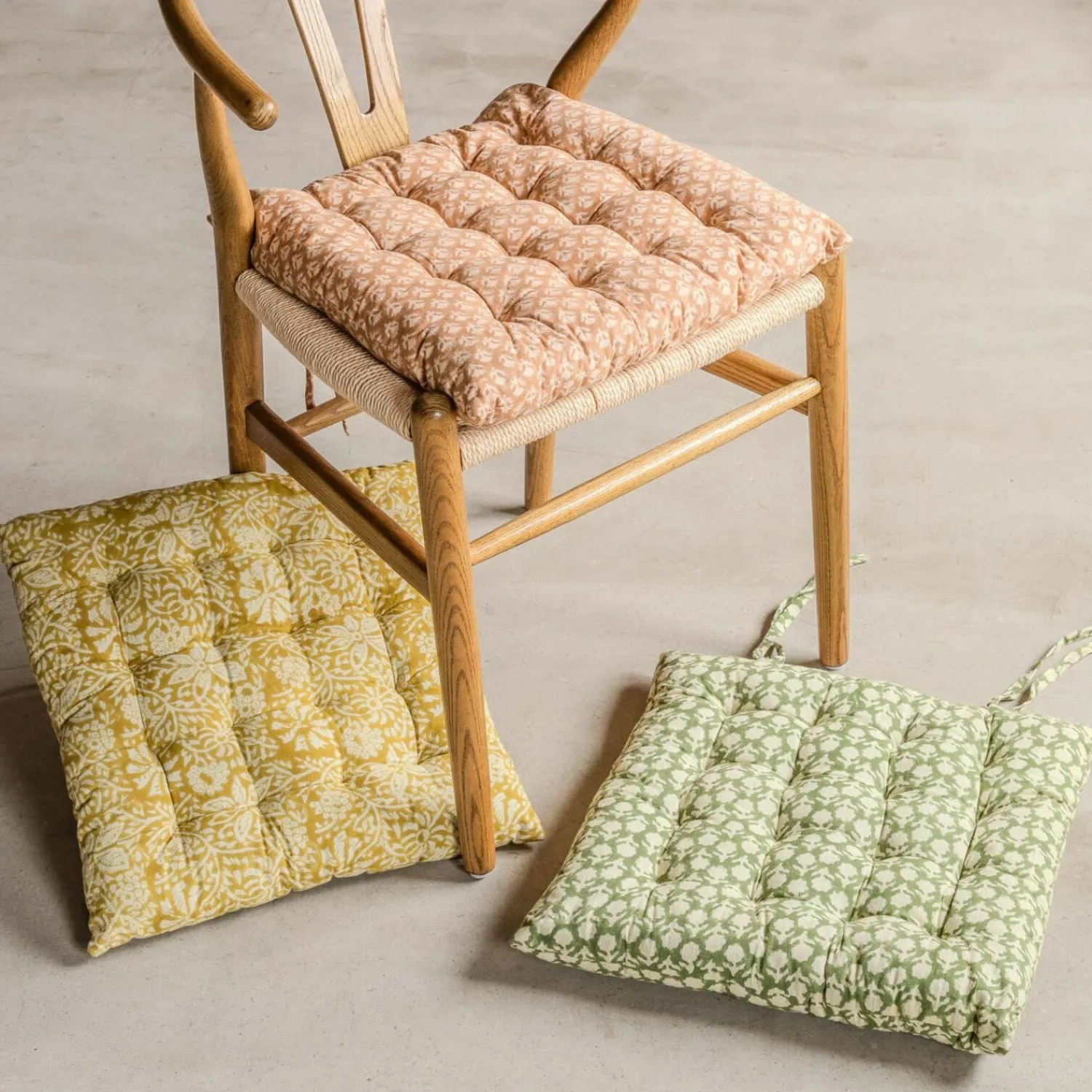Graham & Green Block Printed Floral Seat Pads