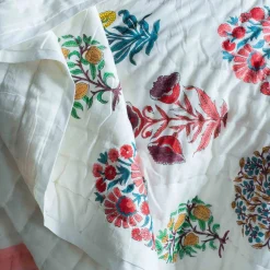 Graham & Green Bloom Floral Block Printed King Size Quilt