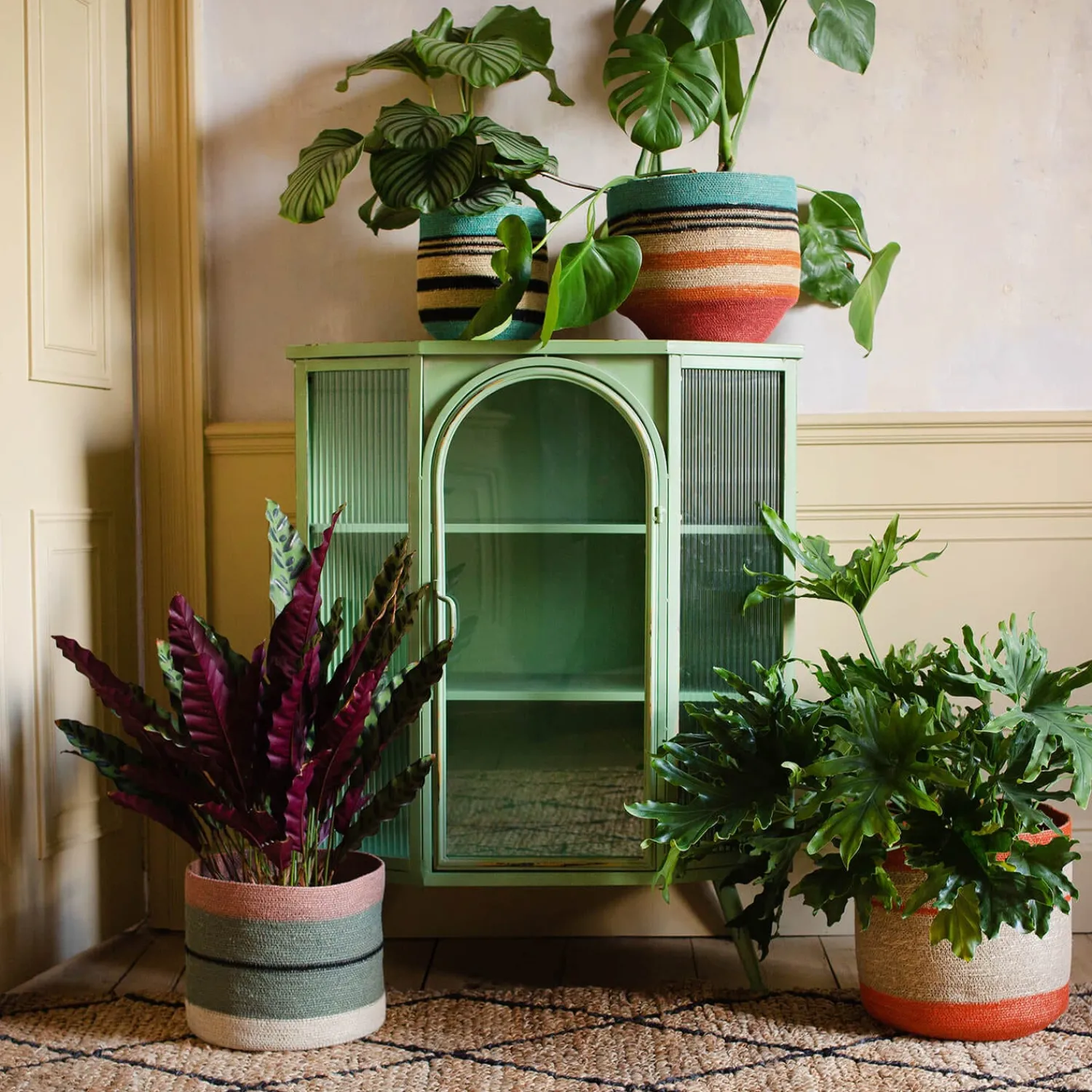 Graham & Green Blue and Black Striped Basket