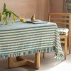 Graham & Green Blue Candy Stripe Frill Tablecloths