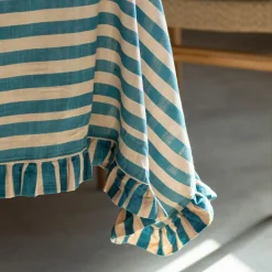 Graham & Green Blue Candy Stripe Frill Tablecloths