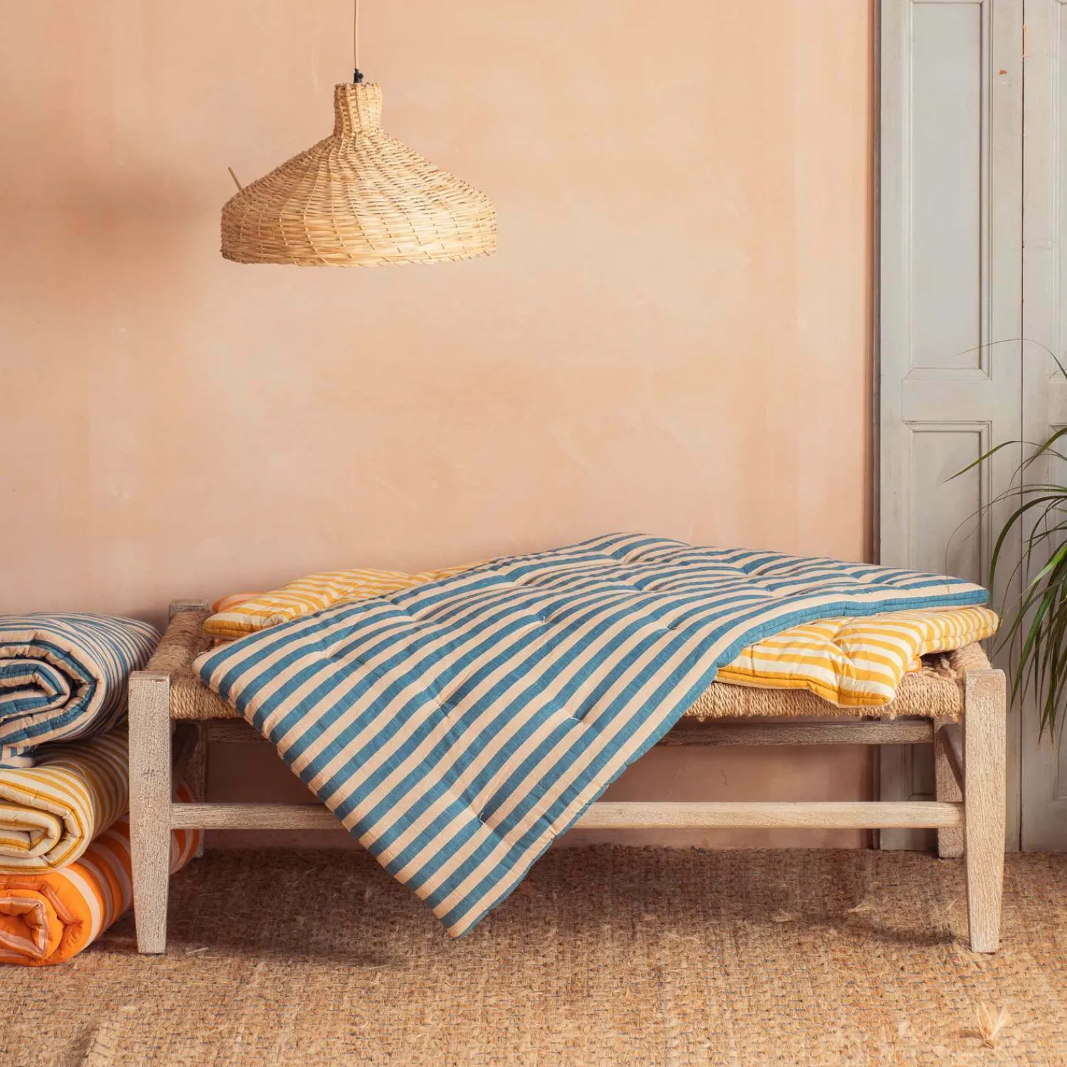 Graham & Green Blue Candy Stripe Small Seat Mat