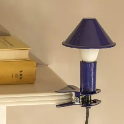 Graham & Green Blue Enamel Mushroom Clip Lamp