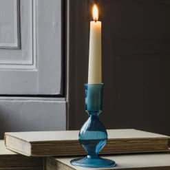 Graham & Green Blue Glass Candle Holder