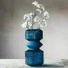 Graham & Green Blue Tiered Glass Vase