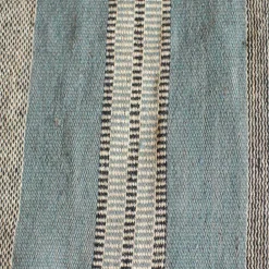 Graham & Green Blue, White & Black Striped Rug 120 x 60cm.