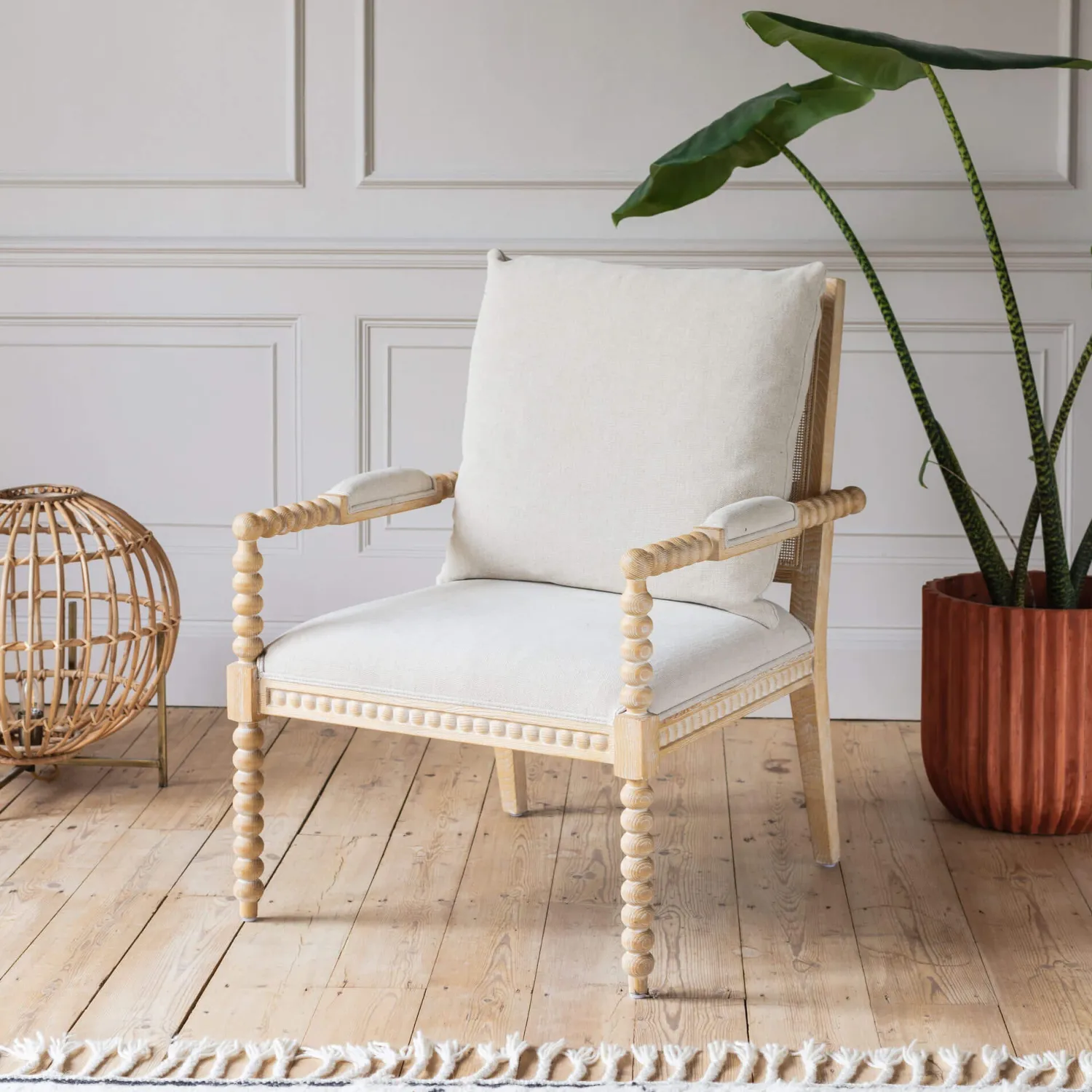 Graham & Green Bobbin Natural Linen and Ash Armchair