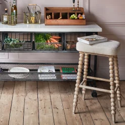 Graham & Green Bobbin Natural Linen Bar Stool