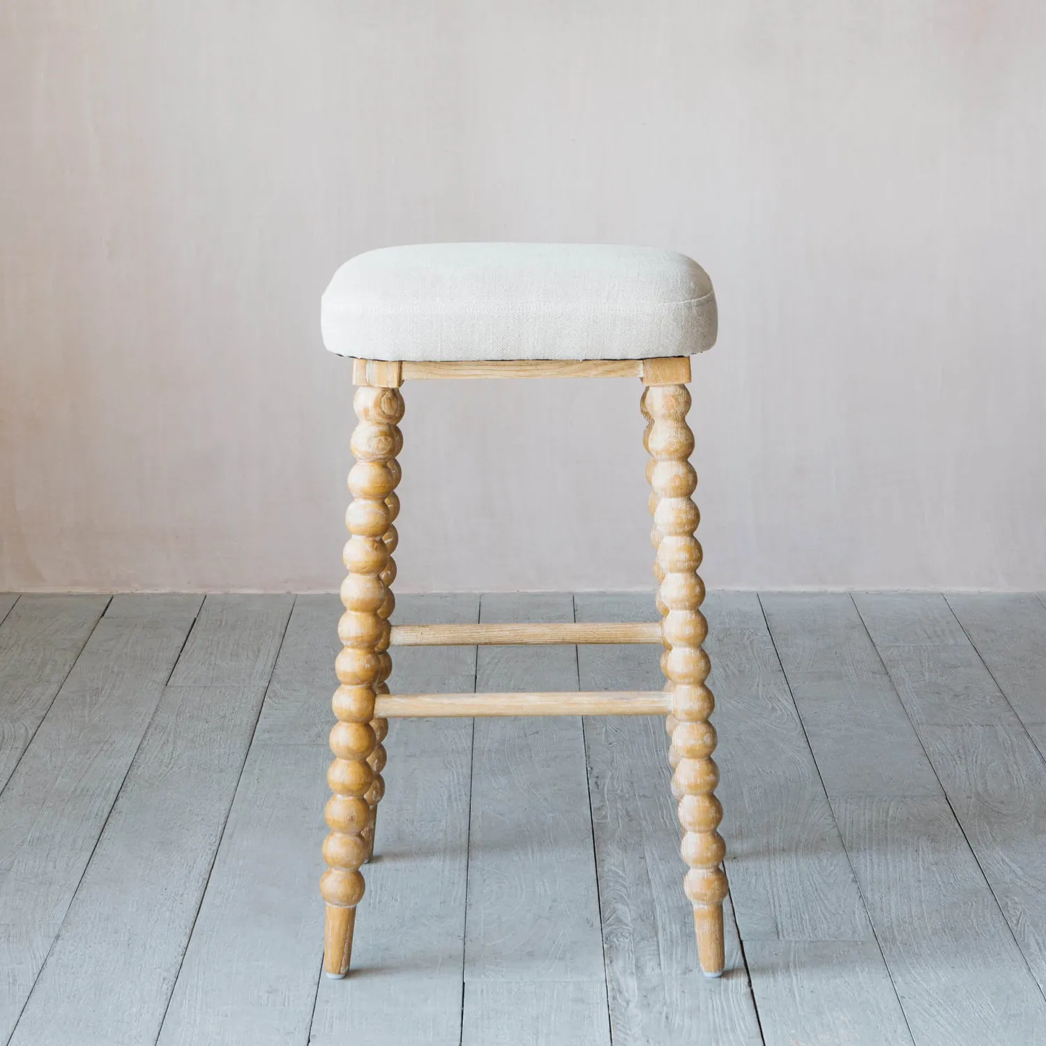 Graham & Green Bobbin Natural Linen Bar Stool