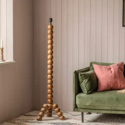 Graham & Green Bobbin Tripod Dark Wooden Floor Lamp