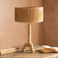 Graham & Green Bobbin Tripod Natural Wooden Table Lamp