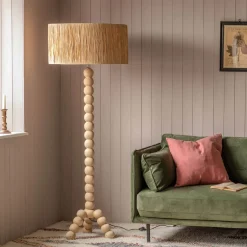Graham & Green Bobbin Tripod Natural Wooded Floor Lamp
