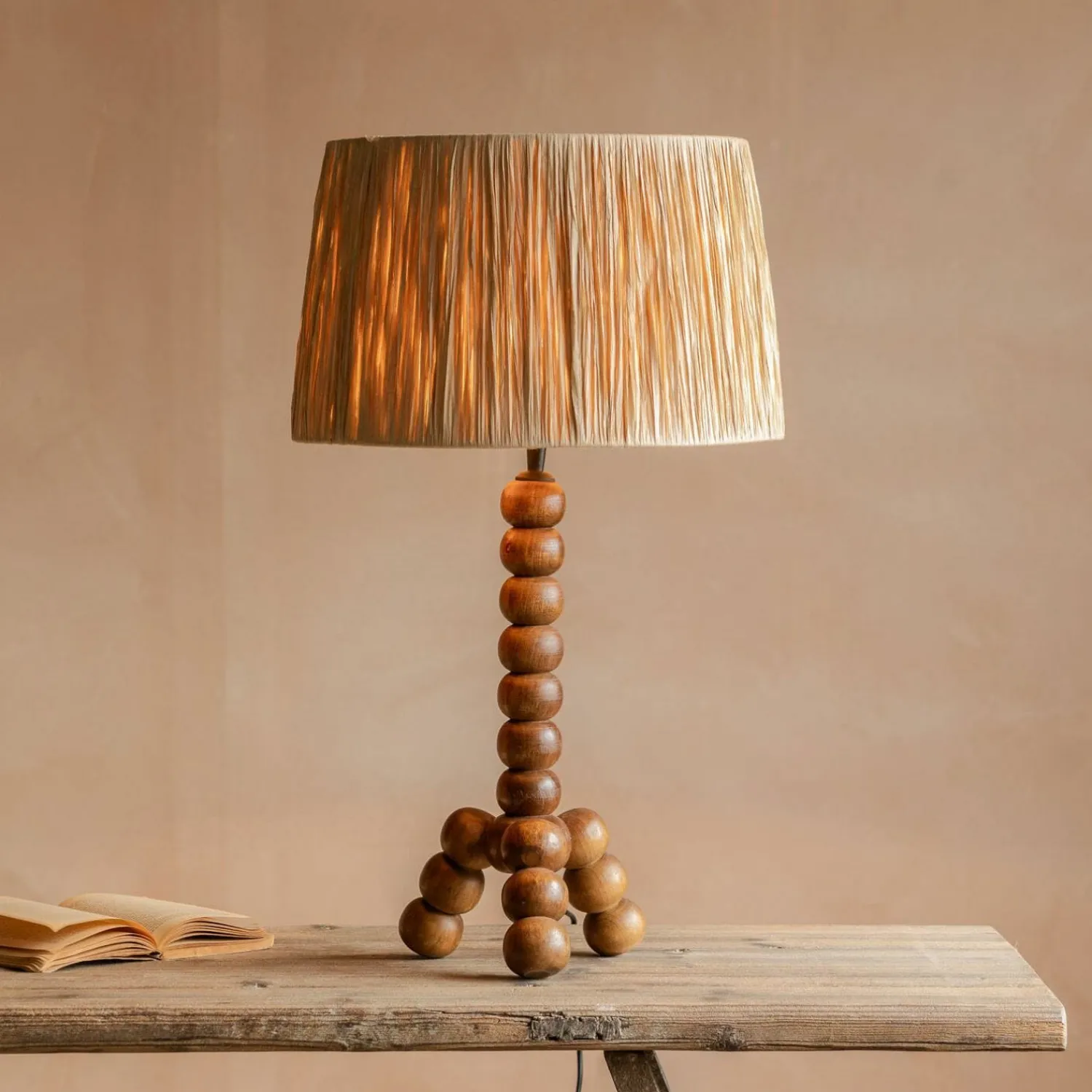 Graham & Green Bobbin Tripod Wood Table Lamp