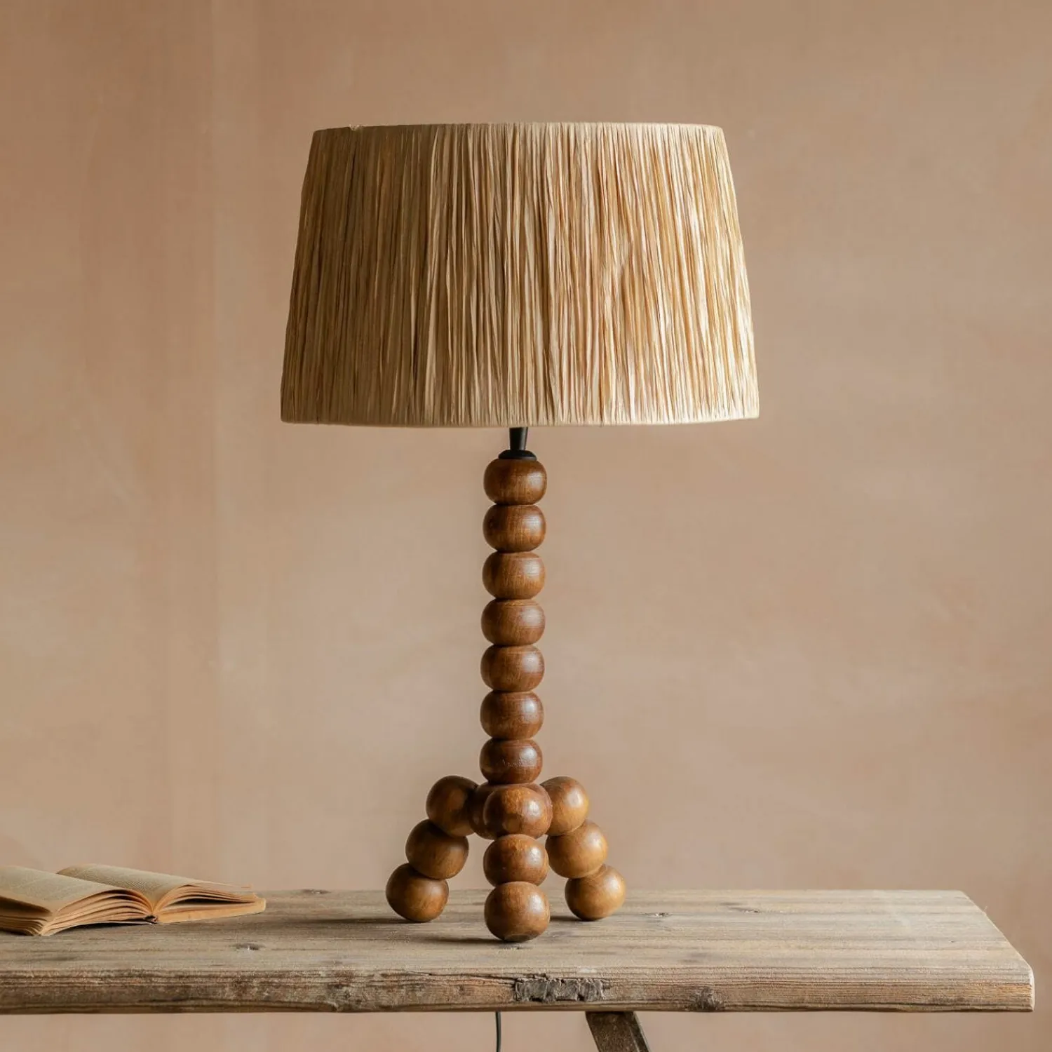 Graham & Green Bobbin Tripod Wood Table Lamp