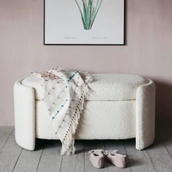 Graham & Green Bouclé Storage Ottoman