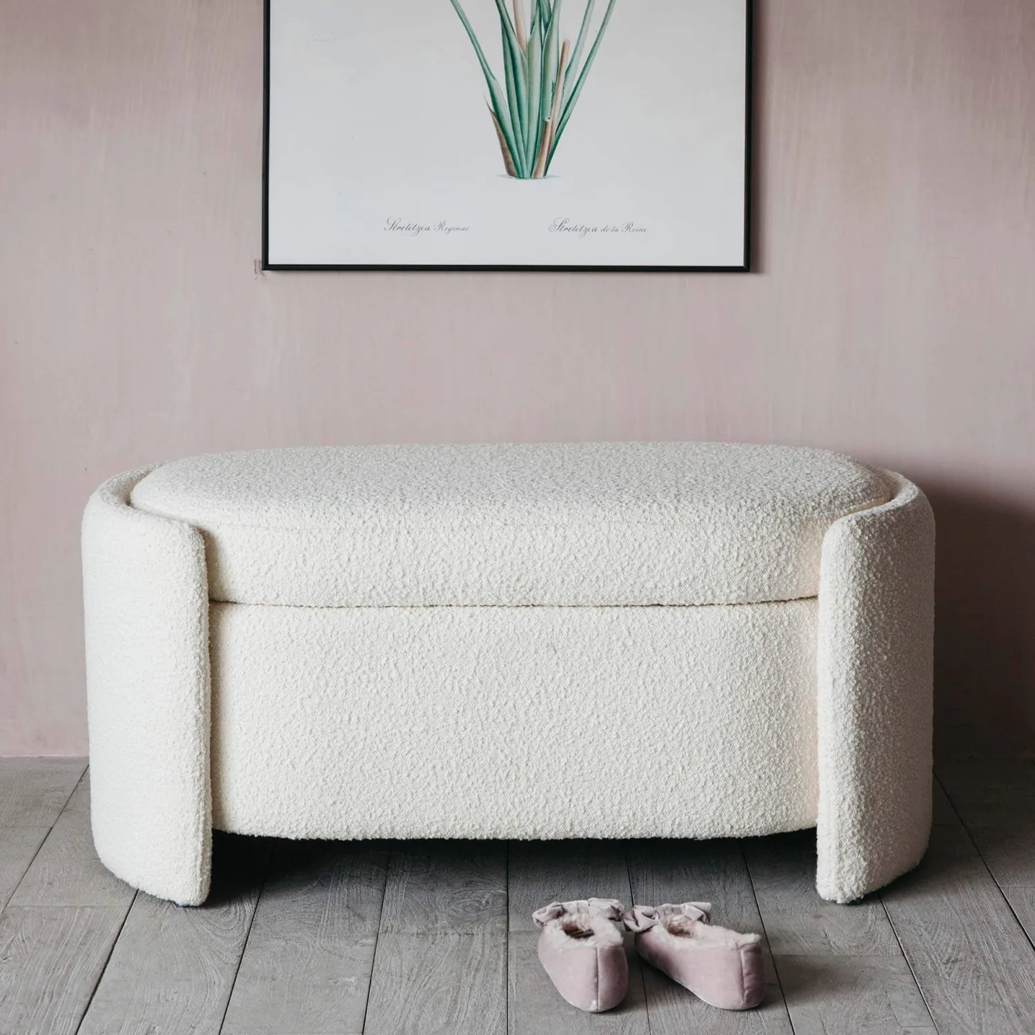 Graham & Green Bouclé Storage Ottoman