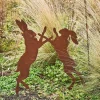 Graham & Green Boxing Hares Garden Stake