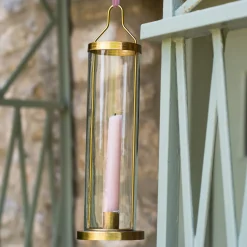 Graham & Green Brass Hanging Glass Candle Holder